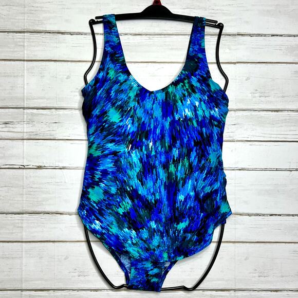Swimsuits For All Blue One Piece Swimsuit Plus Size 18 - Picture 1 of 8